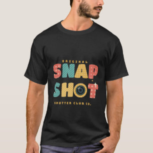 Camiseta Cartas de Câmera com Padrão Retro Snap Shot