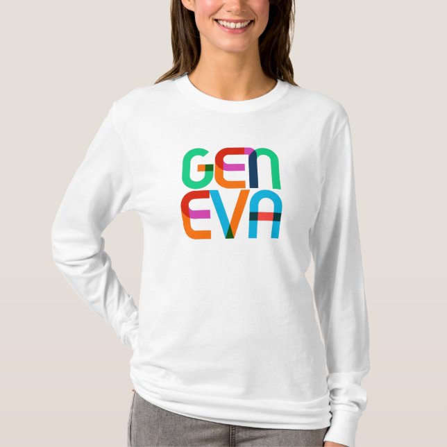 Camiseta Cartas de Pop de Suiça de Genebra (Frente)