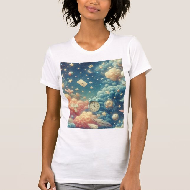 Camiseta Cartas do Céu — Nuvens Pastel Sonhadas (Frente)