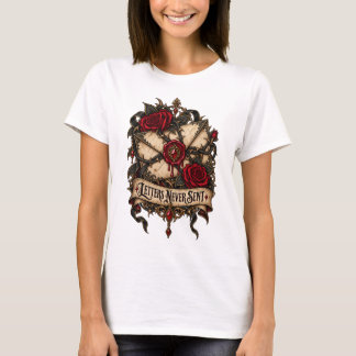 Camiseta Cartas Nunca Enviadas Desenho de Rosa Gótica e Sel
