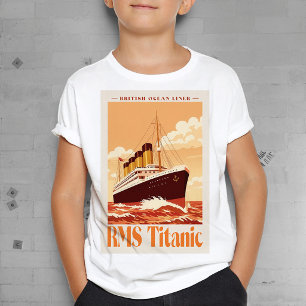 Camiseta Cartaz Antigo do RMS Titanic. Arte Retro de Transa