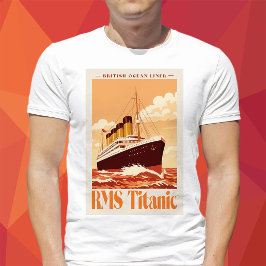 Camiseta Cartaz Antigo do RMS Titanic. Arte Retro de Transa