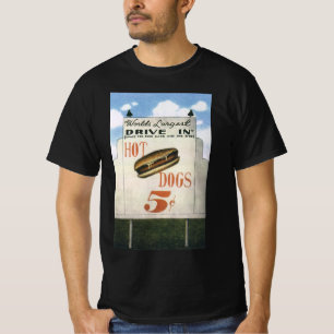 Camiseta Cartaz Antigo, Maior Drive In de Cachorros-Quentes