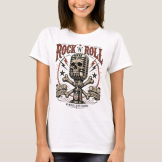 Camiseta Cartaz Antigo Microfone Caveira Rock N Roll