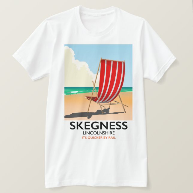 Camiseta Cartaz da praia de Skegness Lincolnshire (Frente do Design)