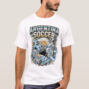 Camiseta Cartaz das Nações do Atacante Esqueleto de Futebol