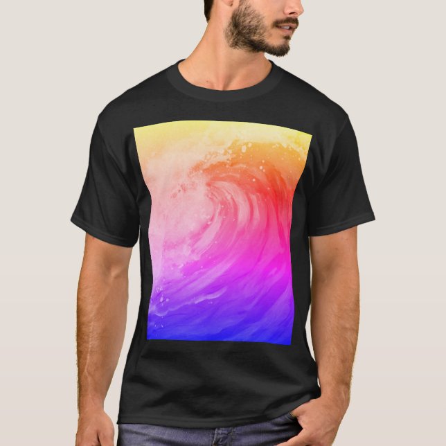 Camiseta cartaz de arco-íris brilhante representando uma on (Frente)