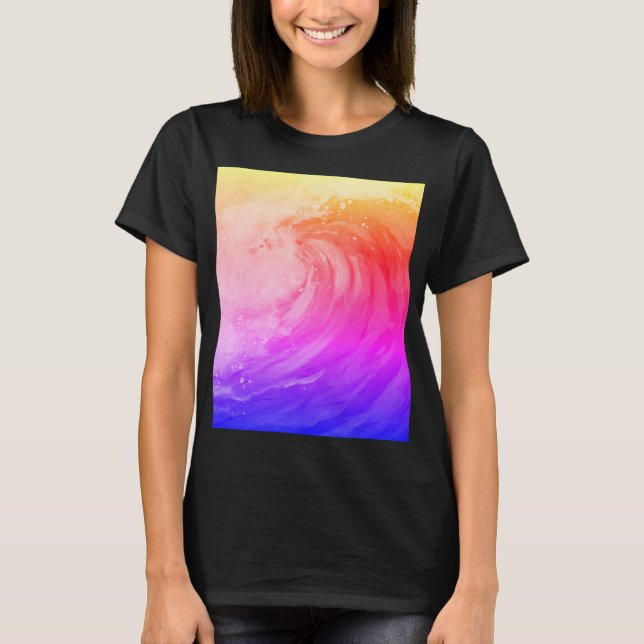 Camiseta cartaz de arco-íris brilhante representando uma on (Frente)