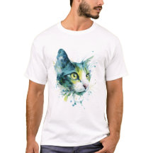 Cartaz de arte abstrata com rosto de gato em aquar