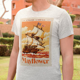 Camiseta Cartaz de Arte Vintage do Navio Mayflower Carraca