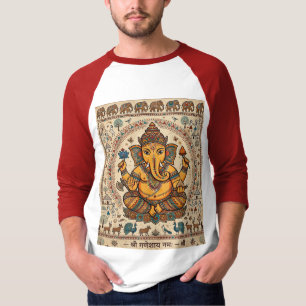 Camiseta Cartaz de Arte Warli Shri Ganeshaya Namah - Senhor