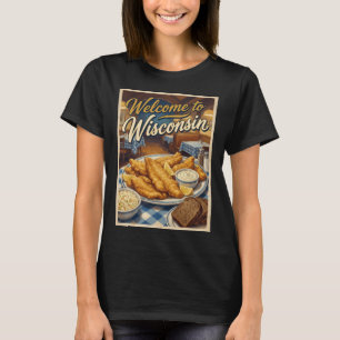 Camiseta Cartaz de comida de sexta-feira de peixe vintage W