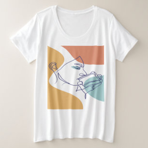 Camiseta cartaz de desenho de linha artística de mulher beb
