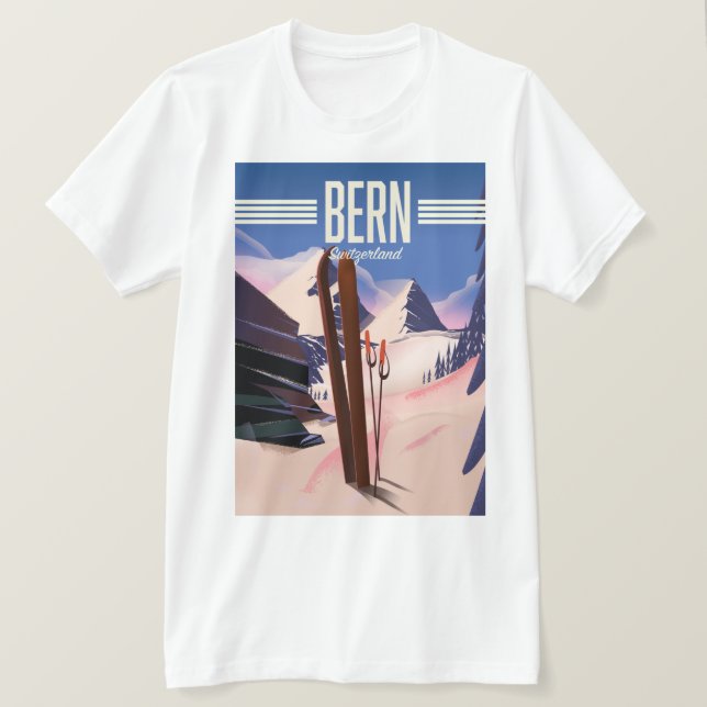 Camiseta Cartaz de esqui Berna Suíça (Frente do Design)