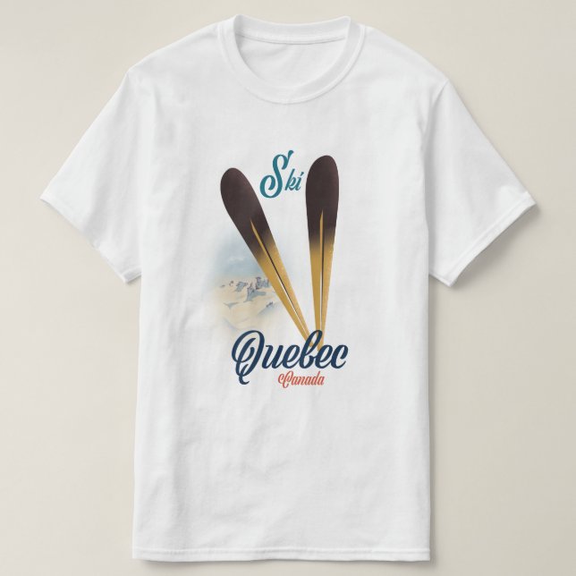 Camiseta Cartaz de esqui de Quebec Canadá (Frente do Design)