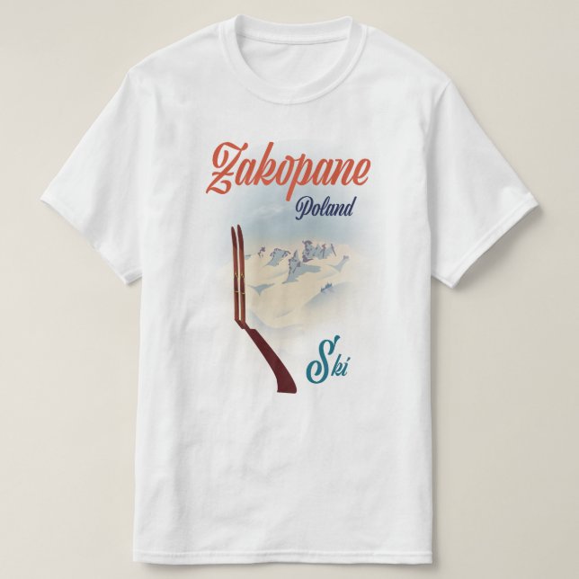 Camiseta Cartaz de esqui de Zakopane Polônia (Frente do Design)