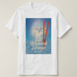 Camiseta Cartaz de esqui Wasatch Range Utah & Idaho