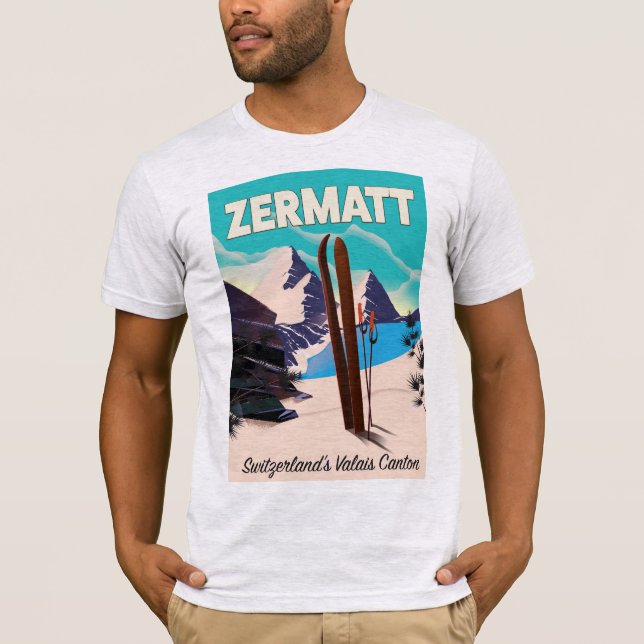 Camiseta Cartaz de férias de esqui em Zermatt (Frente)