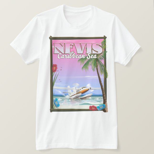 Camiseta Cartaz de férias em Nevis. (Frente do Design)
