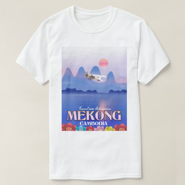 Camiseta Cartaz de férias no rio Mekong Camboja (Frente do Design)