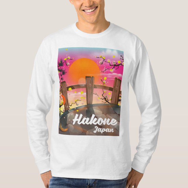 Camiseta Cartaz de flor de cerejeira de Hakone Japão. (Frente)
