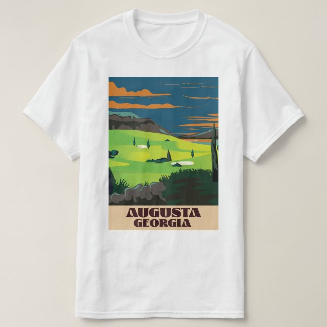 Camiseta cartaz de golfe de Augusta Geórgia (Frente do Design)