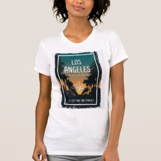 Camiseta Cartaz de Impressão Vintage Pôr do Sol de Los Ange