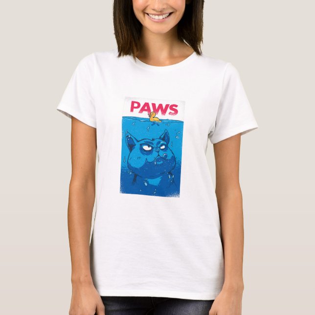 Camiseta Cartaz de paródia de filme de terror Paws (Frente)