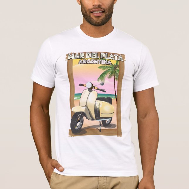 Camiseta Cartaz de praia de Mar del Plata Argentina (Frente)