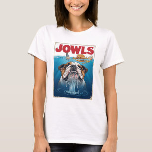 Camiseta Cartaz de Presente Jowls do Bulldog Inglês Sharky