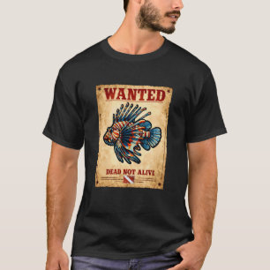 Camiseta Cartaz de Procura de Peixe-Leão para Mergulho Engr