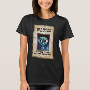 Camiseta Cartaz de Procurado Área 51 Amante de Alien Engraç