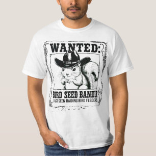 Camiseta Cartaz de Procurado Esquilo Engraçado Bandido da
