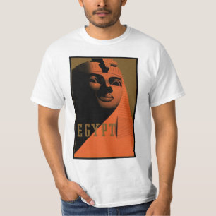 Camiseta Cartaz de Viagem Antigo com Esfinge, Egito, África