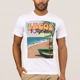 Camiseta Cartaz de viagem antigo de Lagos, Nigéria