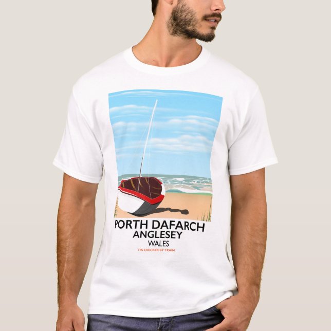 Camiseta Cartaz de viagem antigo de Porth Dafarch, Anglesey (Frente)