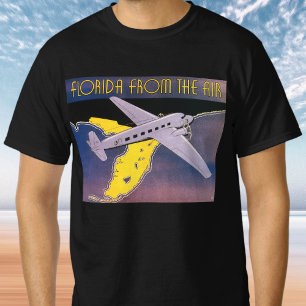 Camiseta Cartaz de Viagem Antigo, Flórida do Ar Avião