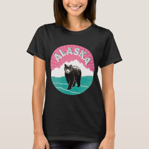Camiseta Cartaz de Viagem Antigo, Urso Negro do Alasca na N