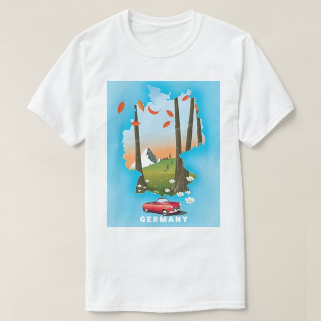 Camiseta Cartaz de viagem da Alemanha. (Frente do Design)