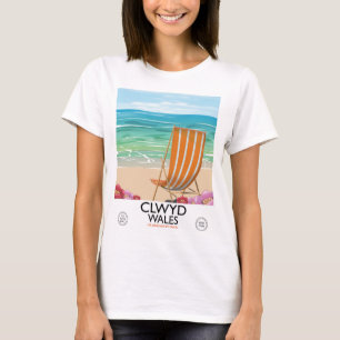 Camiseta Cartaz de viagem da costa marítima de Clwyd País d