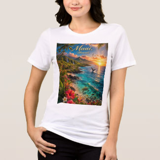Camiseta Cartaz de Viagem da Costa Tropical do Maui Havaí