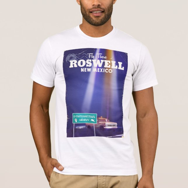 Camiseta cartaz de viagem da Estrada Extraterrestre de Rosw (Frente)
