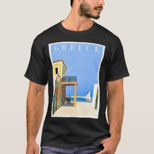 Camiseta Cartaz de Viagem da Ilha de Hydra, Grécia, 1956