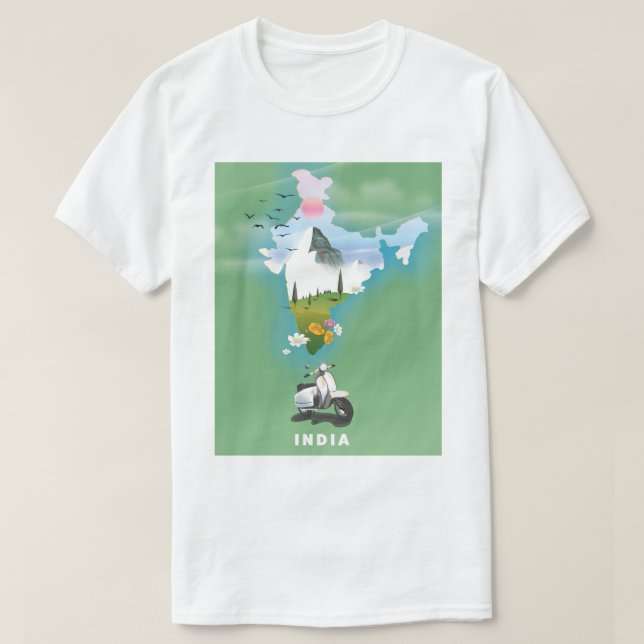 Camiseta cartaz de viagem da Índia (Frente do Design)