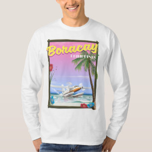 Camiseta Cartaz de viagem da praia de Boracay Filipinas