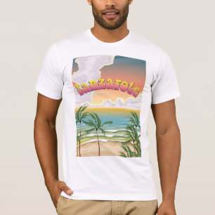 Camiseta cartaz de viagem da praia de Lanzarote