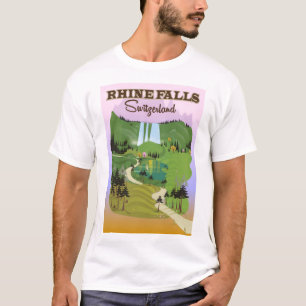 Camiseta cartaz de viagem das cataratas do Reno Suíça