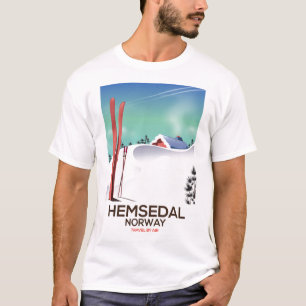 Camiseta Cartaz de viagem de esqui Hemsedal Noruega