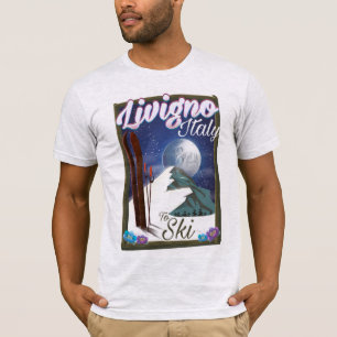 Camiseta Cartaz de viagem de esqui Livigno Itália
