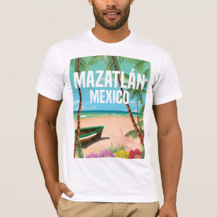 Camiseta Cartaz de viagem de praia vintage Mazatlán México